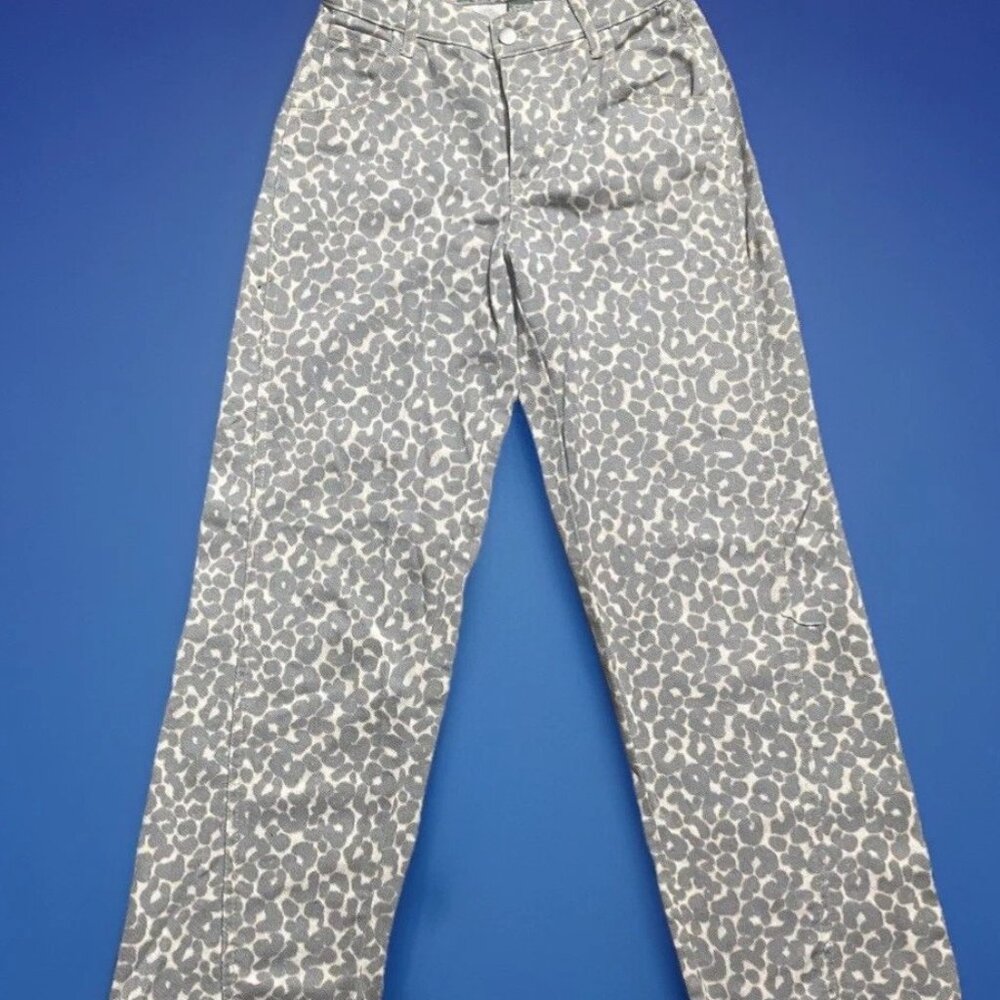 Wild Fable Women's Leopard Print High Rise Straight Leg Jean Pants Size XXS